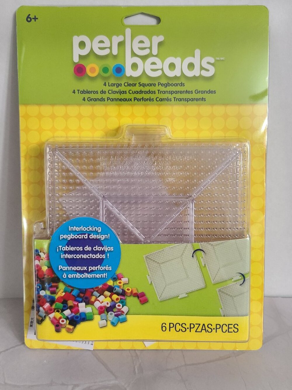 Perler Large Clear 4 Pegboards Interlocking Set - NEW